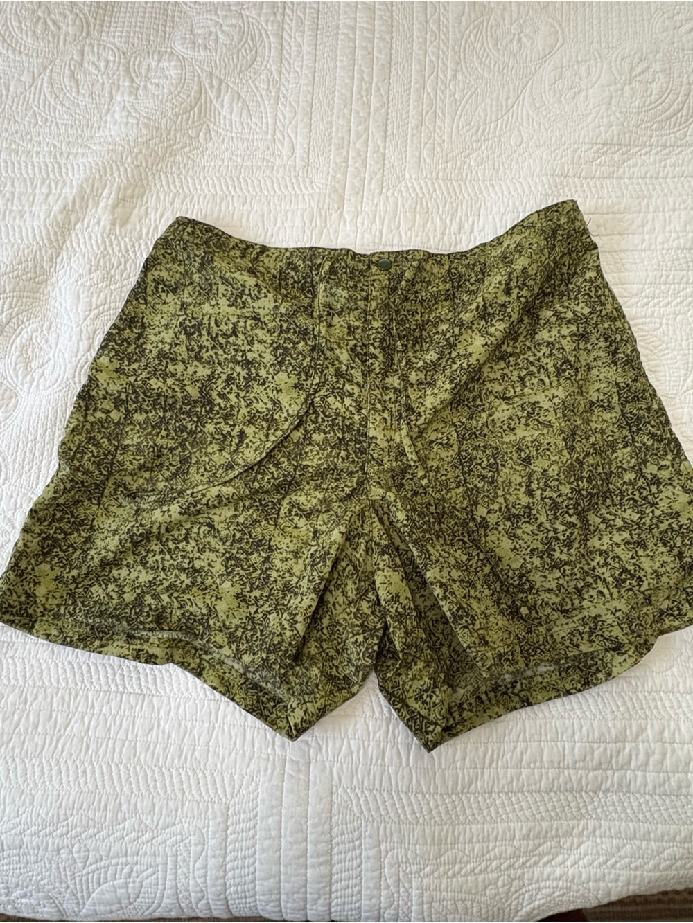 Catalina Olive Green Printed High-Waist Shorts